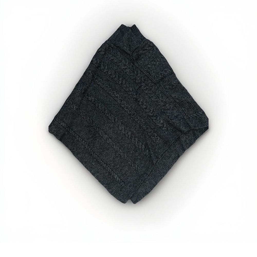 Inis Crafts Gray 100% Merino Wool Poncho Made in Ireland M/L